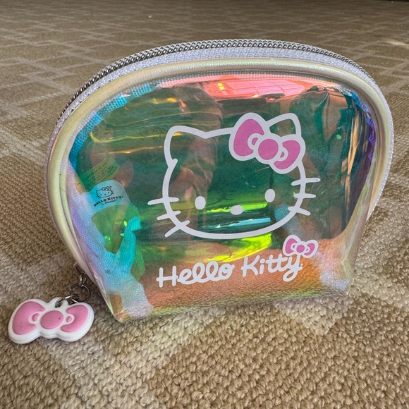 Hello Kitty Iridescent Cosmetic Bag Set Holographic Pouch Duo Travel Gift Sanrio - Picture 3 of 10
